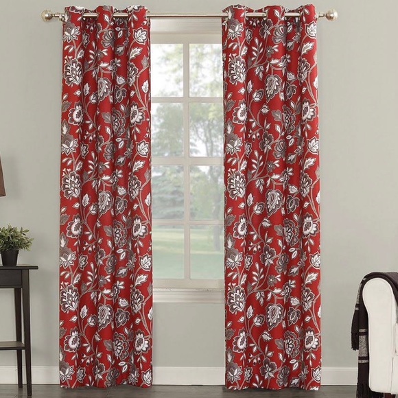 The Big One Red Ani Floral Window Curtains - Picture 1 of 4